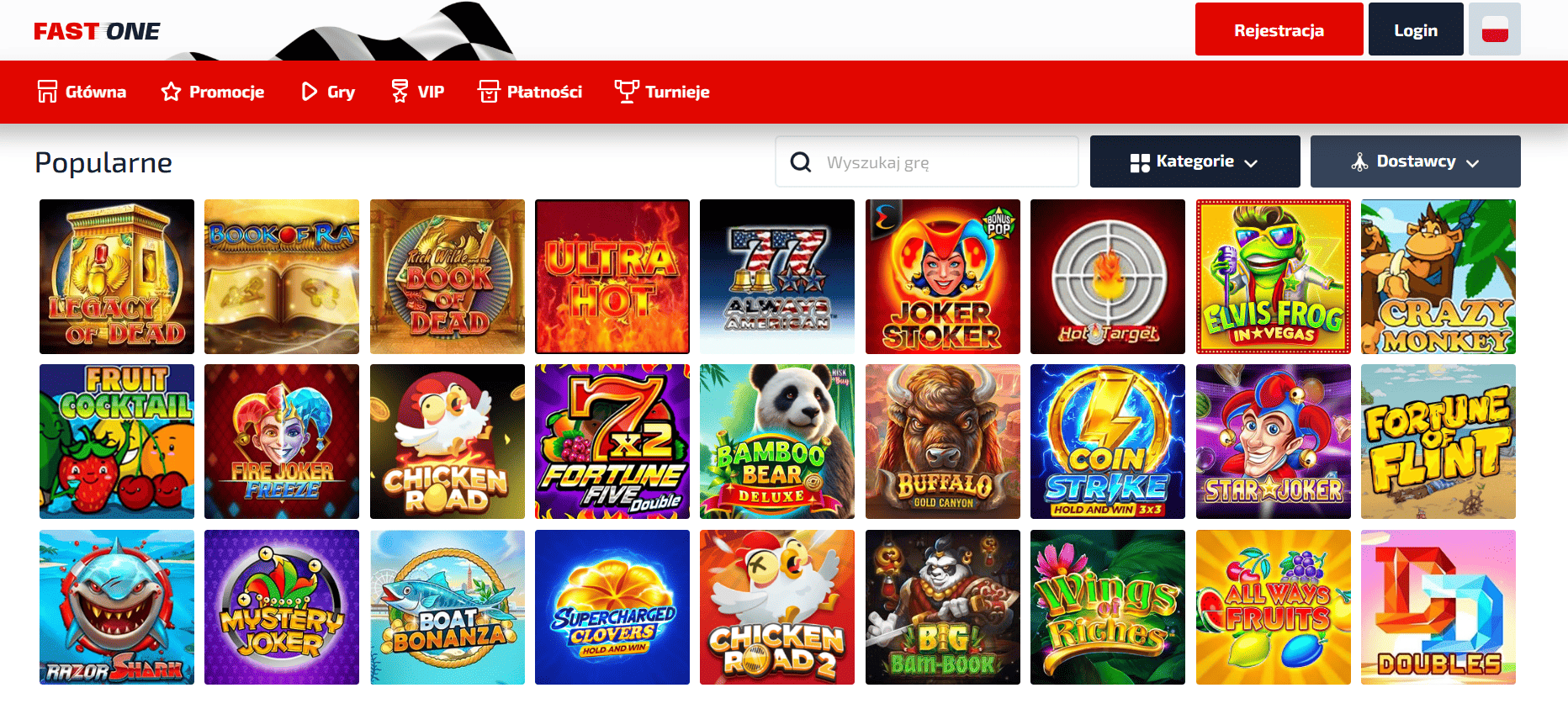 Wybór gier hazardowych w F1 Casino